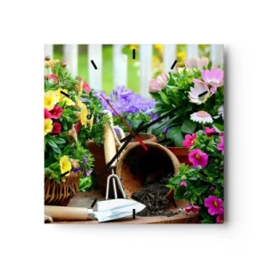 Ceas de perete - Ceas pe sticlă - Grădina Sofiei - 40x40 cm