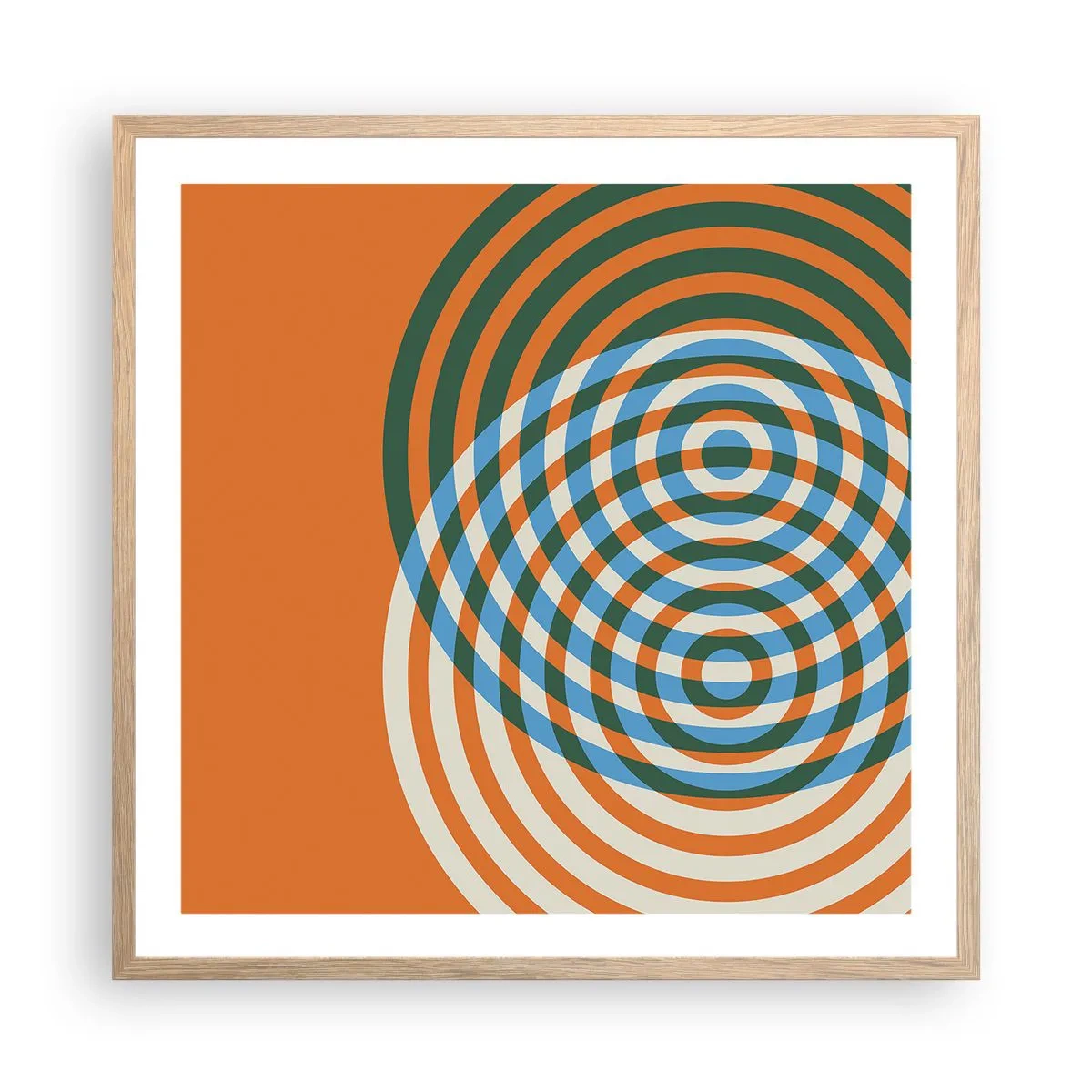 Poster în ramă de stejar deschis - Variație circulară abstractă - 60x60 cm