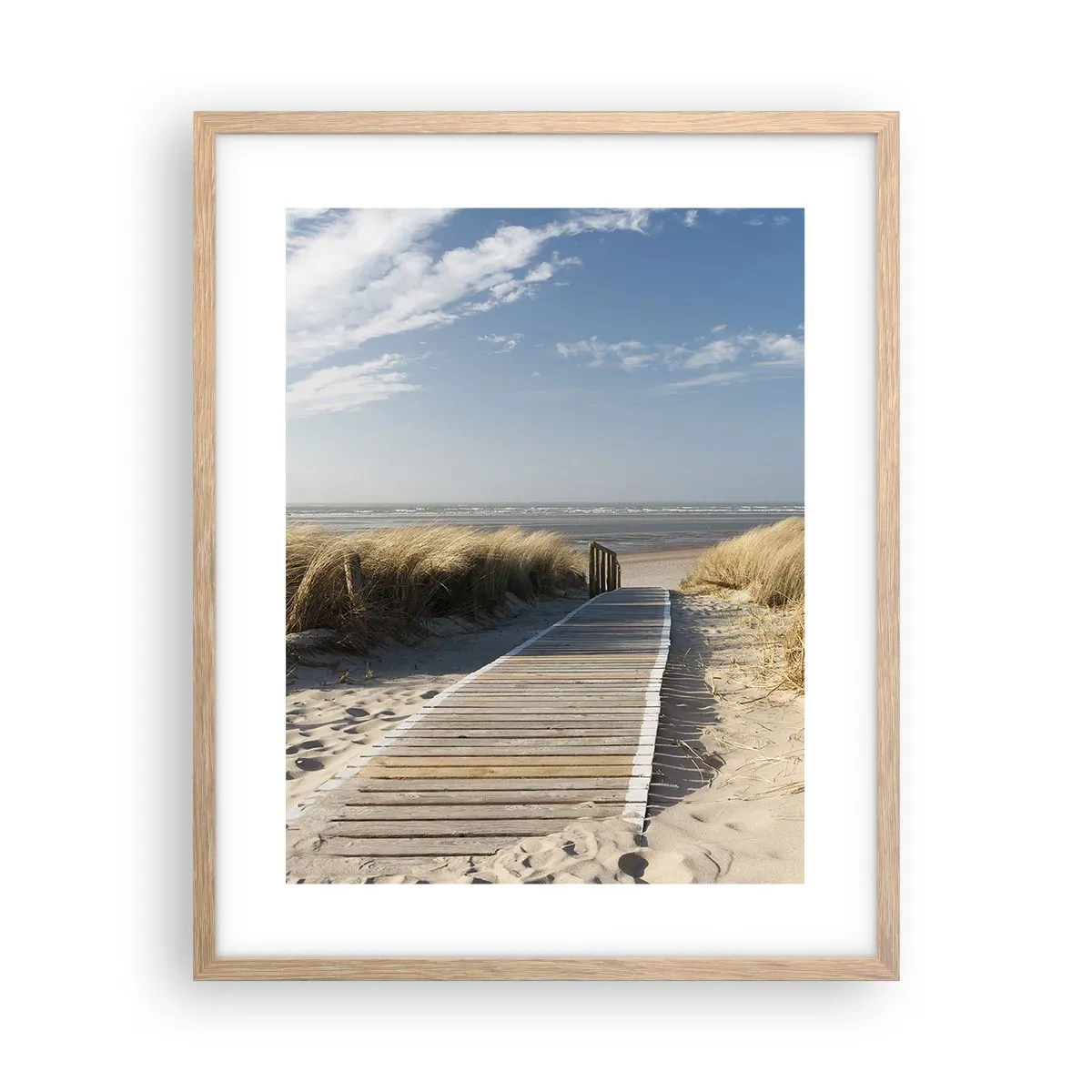 Poster în ramă de stejar deschis - În spatele dunei, în zumzetul ierbii - 40x50 cm