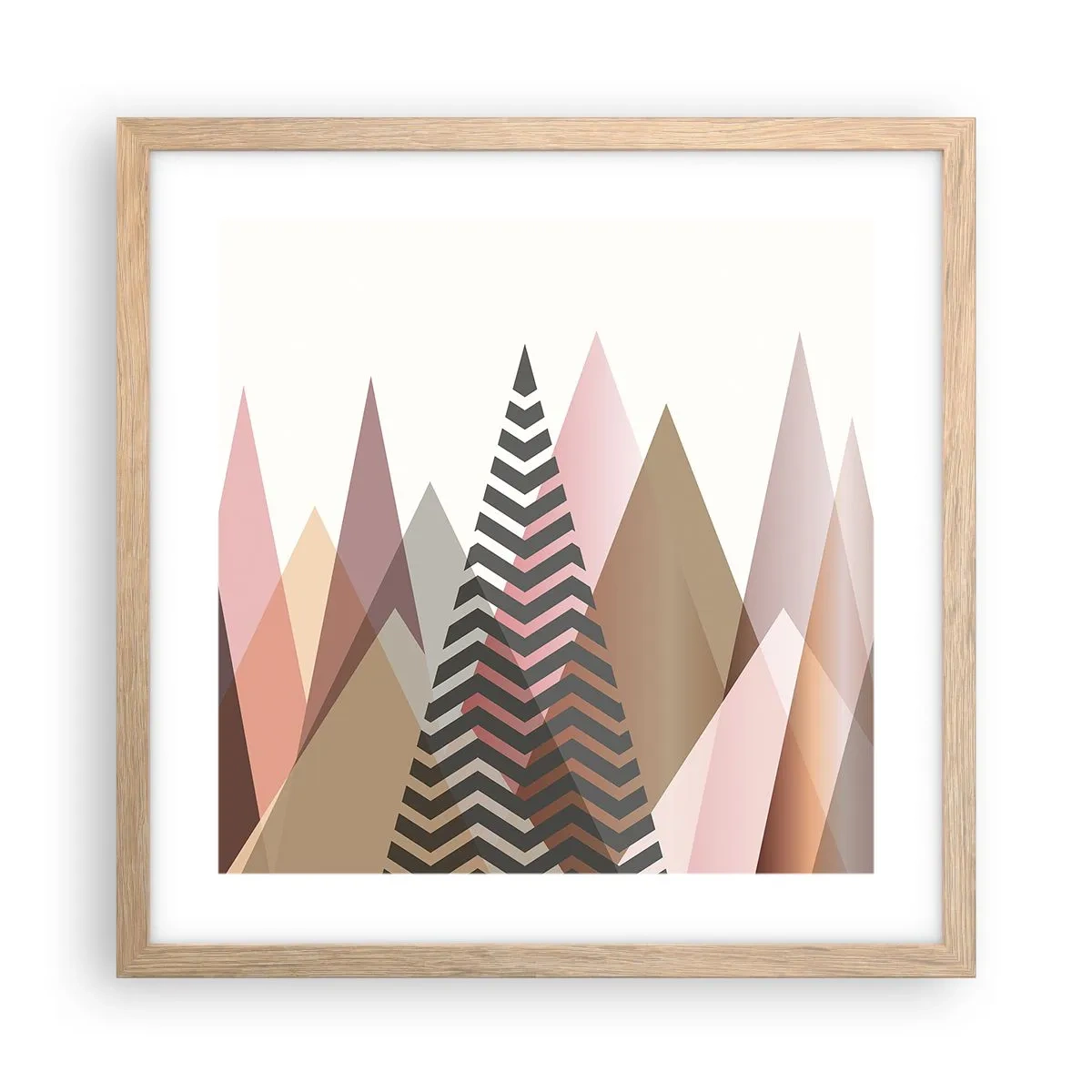 Poster în ramă de stejar deschis - Construcție piramidală - 40x40 cm