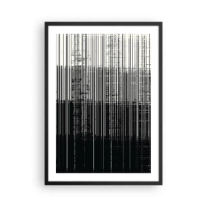 Poster în ramă neagră - Compoziție abstractă de linii negre pe fundal alb - 50x70cm - Valuri și vibrații - Decorațiune modernă pentru perete pentru living și dormitor ARTTOR