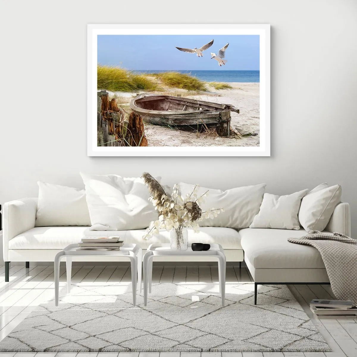 Poster în ramă albă - Scăldate în vânt - 100x70 cm