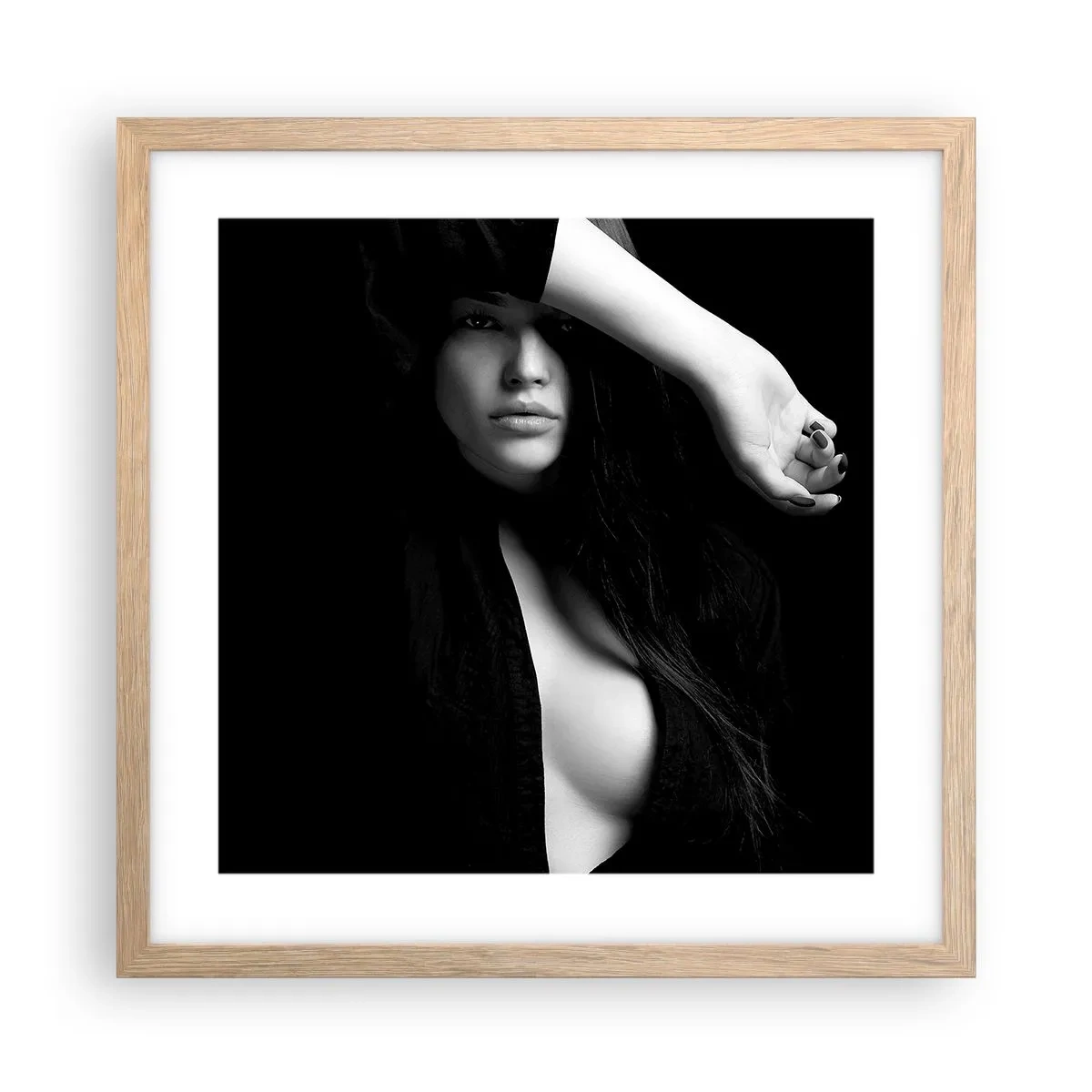 Poster în ramă de stejar deschis - Școala de seducție - 40x40 cm