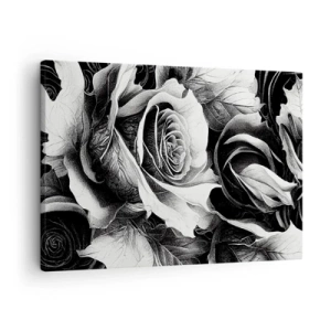 Tablou pe pânză Canvas - Trandafiri albi și negri într-o compoziție elegantă - 70x50cm - Mereu regina - Decorațiune modernă pentru perete pentru living și dormitor ARTTOR