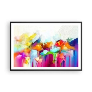 Poster în ramă neagră - Curcubeul înflorit - 91x61 cm