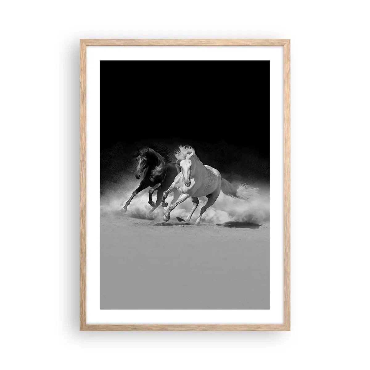 Poster în ramă de stejar deschis - Galopul libertății - 50x70 cm