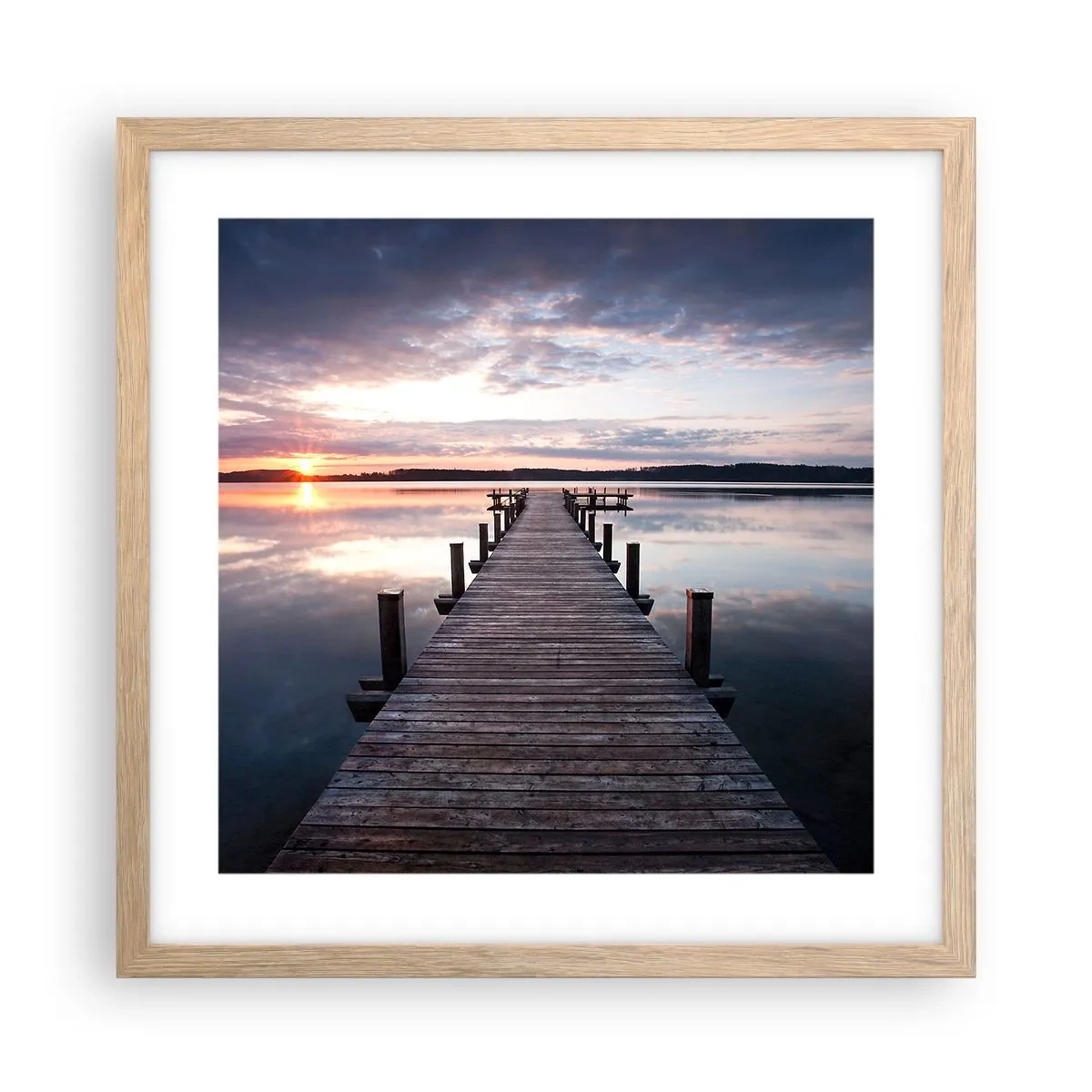Poster în ramă de stejar deschis - Granița tăcută dintre zi și noapte - 40x40 cm