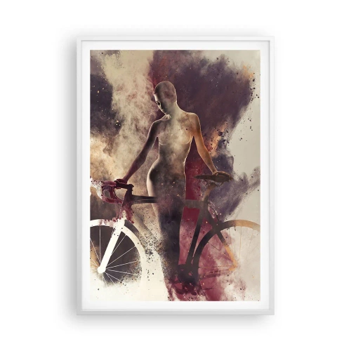 Poster în ramă albă - În forme de marmură sufletul ciclist - 70x100 cm