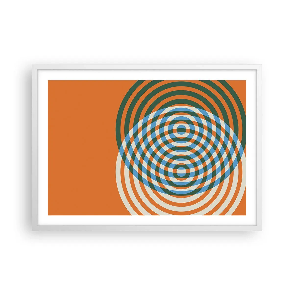 Poster în ramă albă - Variație circulară abstractă - 70x50 cm