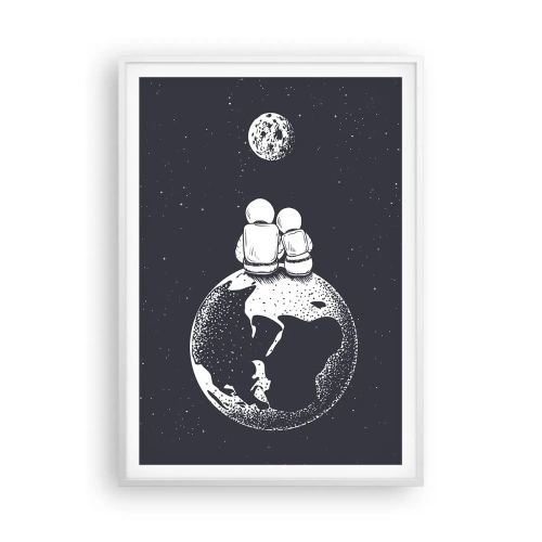 Poster în ramă albă - Poveste cosmică de dragoste - 70x100 cm