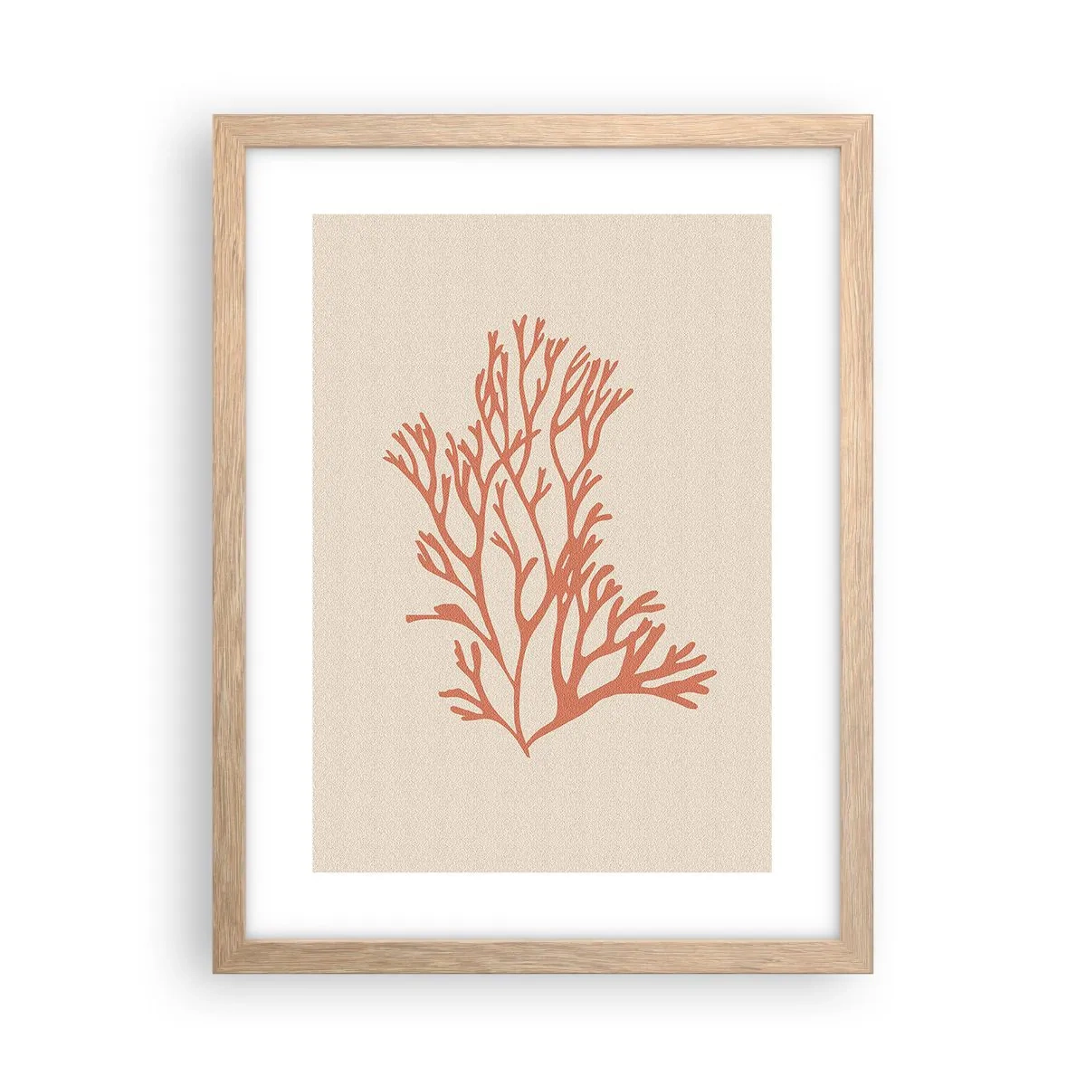 Poster în ramă de stejar deschis - Coral filigranat - 30x40 cm