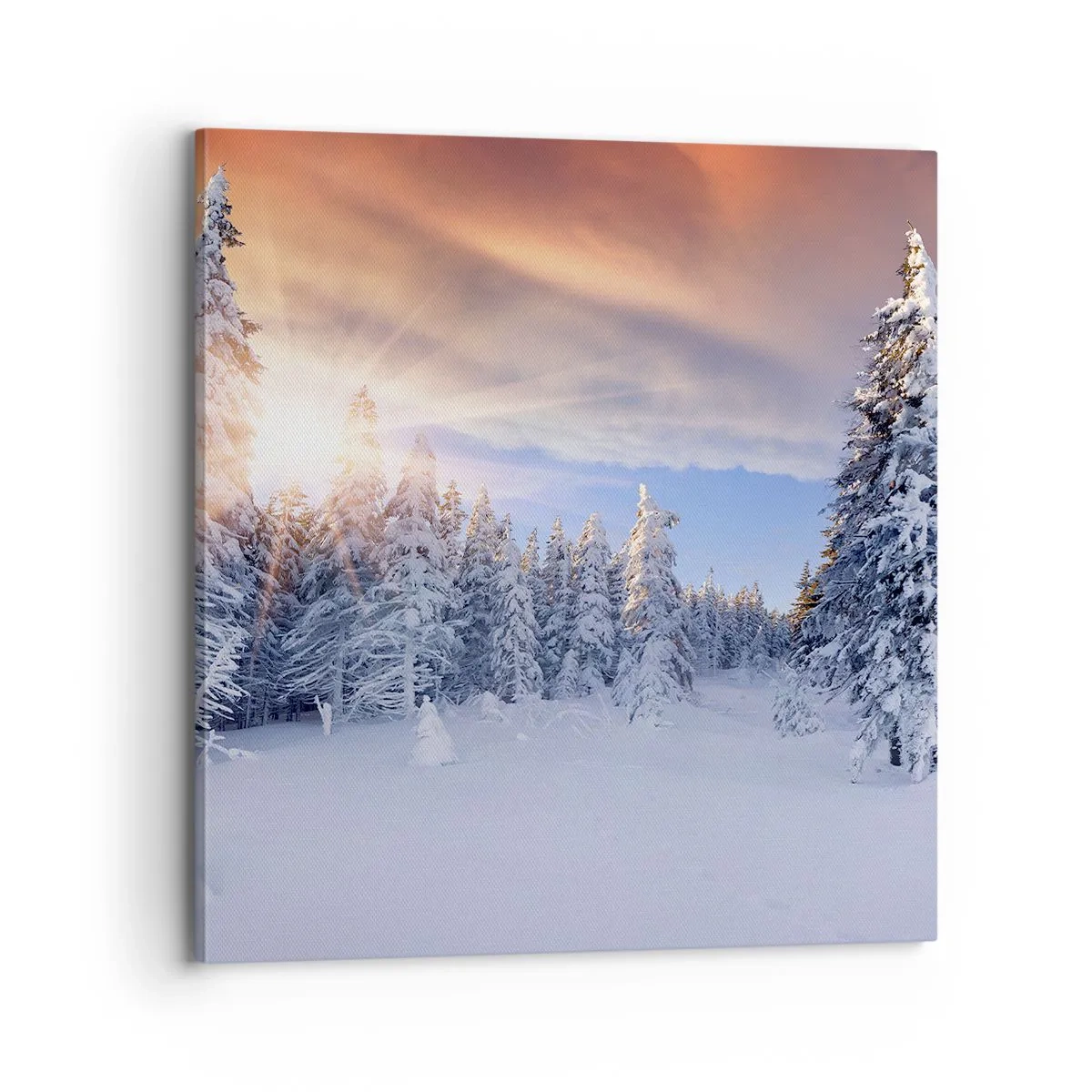 Tablou pe pânză - Spectacolul naturii înzăpezite - 70x70 cm