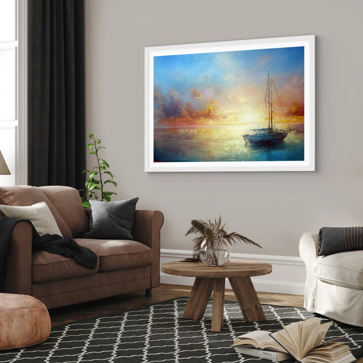 Poster în ramă albă - Într-un golf de aur - 40x30 cm