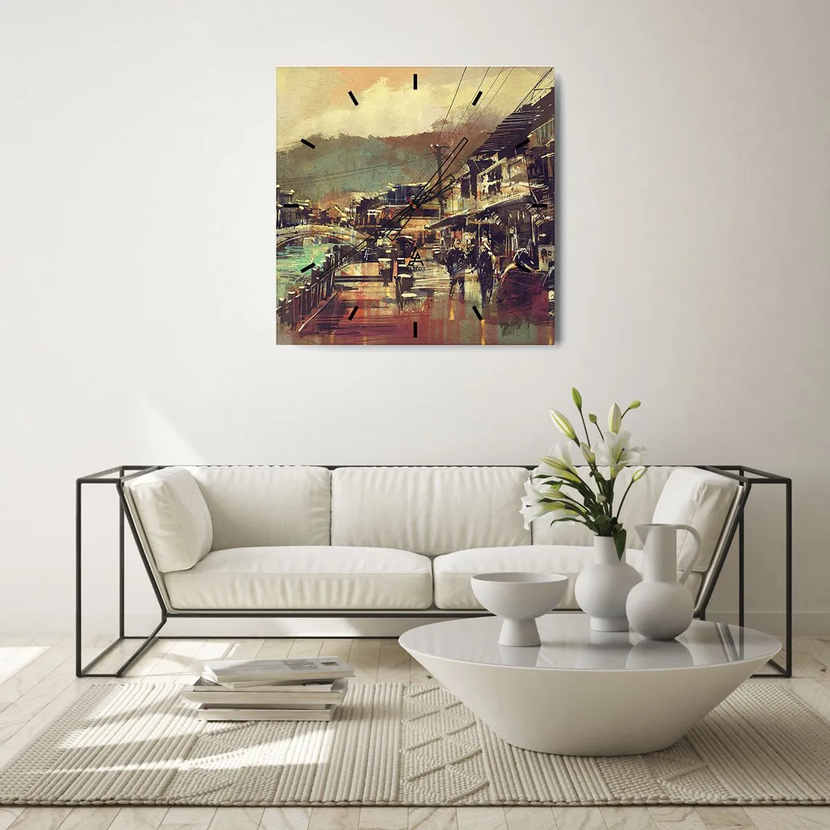 Ceas de perete - Ceas pe sticlă - Viața ca o bogăție de gri - 40x40 cm