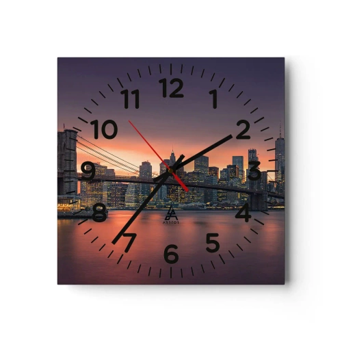 Ceas de perete - Ceas pe sticlă - Scufundate în tăcerea liliachie - 30x30 cm