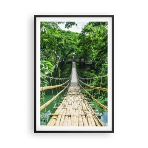 Poster în ramă neagră - Pod de maimuțe peste verdeață - 61x91 cm