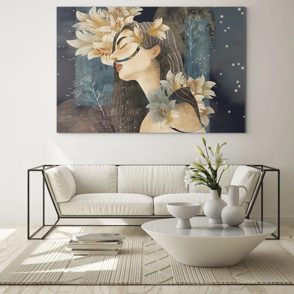 Tablou pe sticlă - Povestea prințesei cu crini - 120x80 cm
