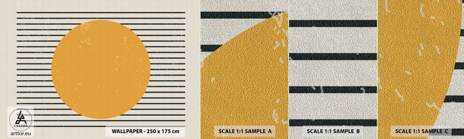 Mostră tapet Premium Sand - Puterea simplității - Soare, roată, Linii - 100x30 cm