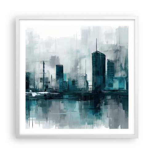 Poster în ramă albă - Un oraș de culoarea ploii - 60x60 cm