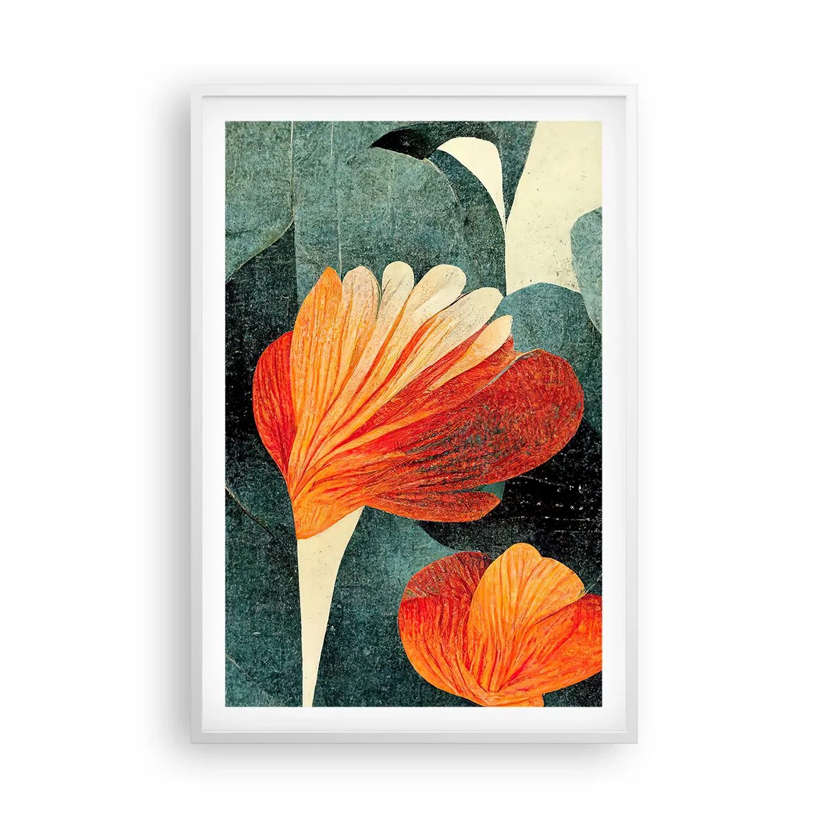 Poster în ramă albă - Căldura de la tropice și răcoarea verdeței - 61x91 cm