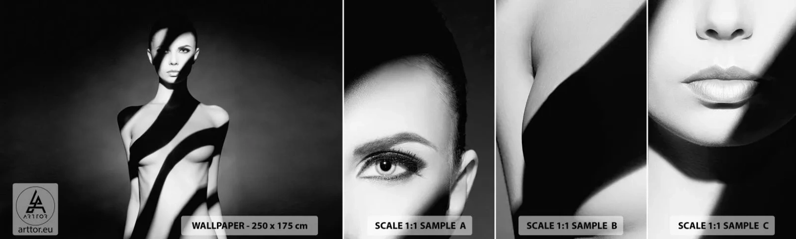 Mostră de Tapet Standard Eco - La strălucire și la umbră - Femeie, Corp, Bucată - 100x30 cm