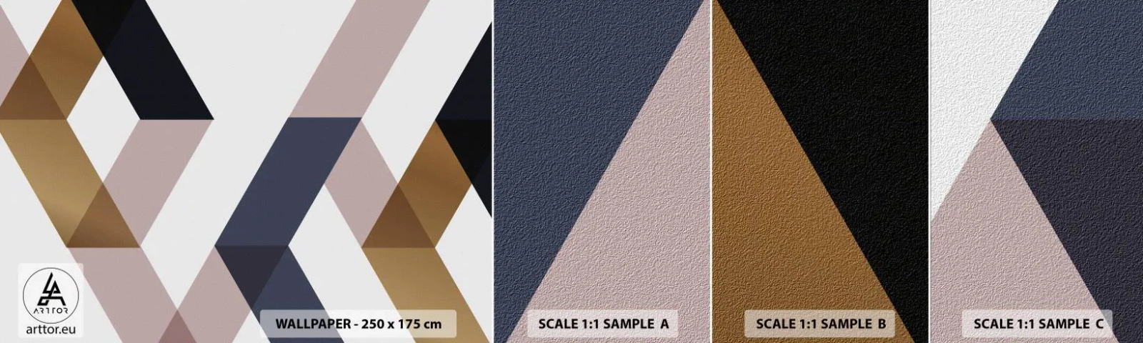 Mostră de Tapet Standard Eco - Planuri și unghiuri - Abstracția, Bucată, Artă Modernă - 100x30 cm