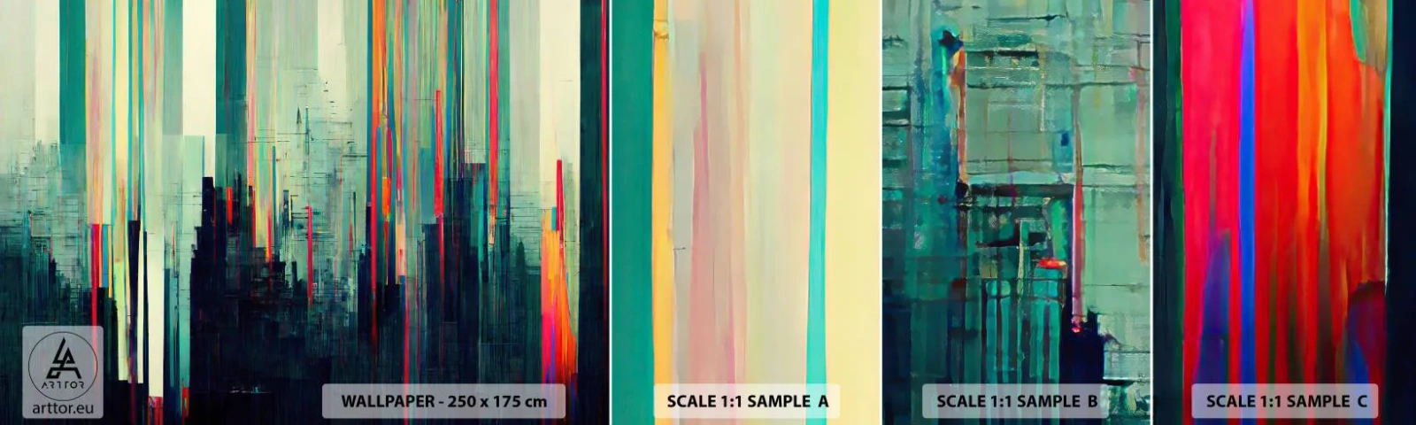 Mostră de Tapet Standard Eco - Oraș futurist - Abstracția, Tehnologie, Oraș - 100x30 cm