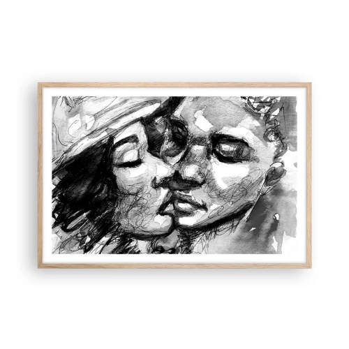 Poster în ramă de stejar deschis - Un moment de tandrețe - 91x61 cm