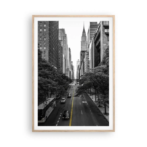 Poster în ramă de stejar deschis - New York dimineața - 70x100 cm