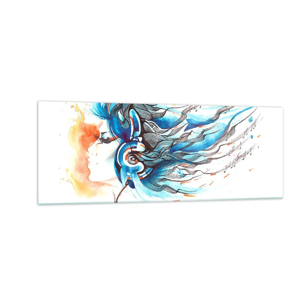 Tablou pe sticlă - Lasă muzica să curgă - 140x50 cm