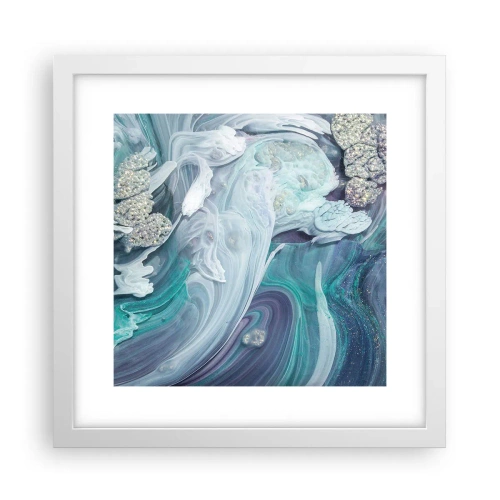 Poster în ramă albă - Râuri de albastru - 30x30 cm