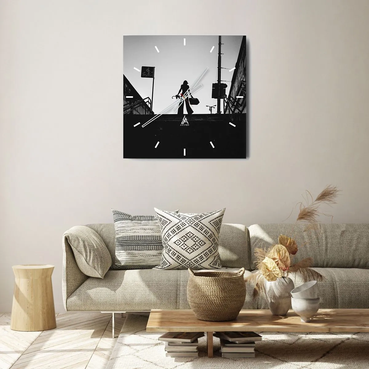 Ceas de perete - Ceas pe sticlă - Rătăcire urbană - 30x30 cm