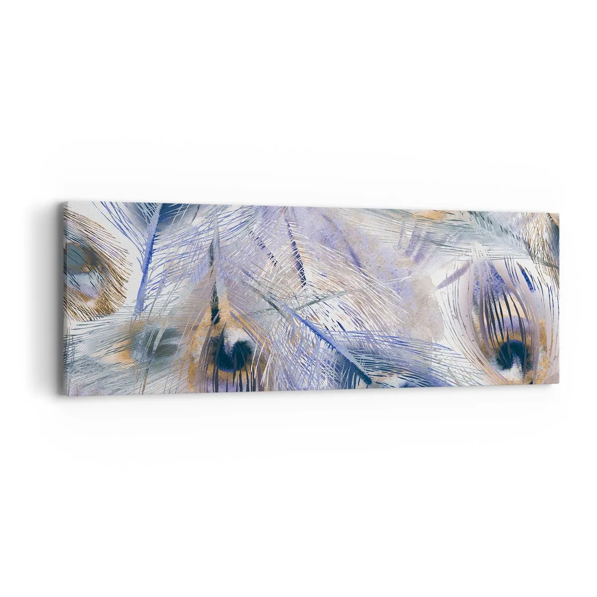 Tablou pe pânză - Compoziția penelor de păun - 90x30 cm