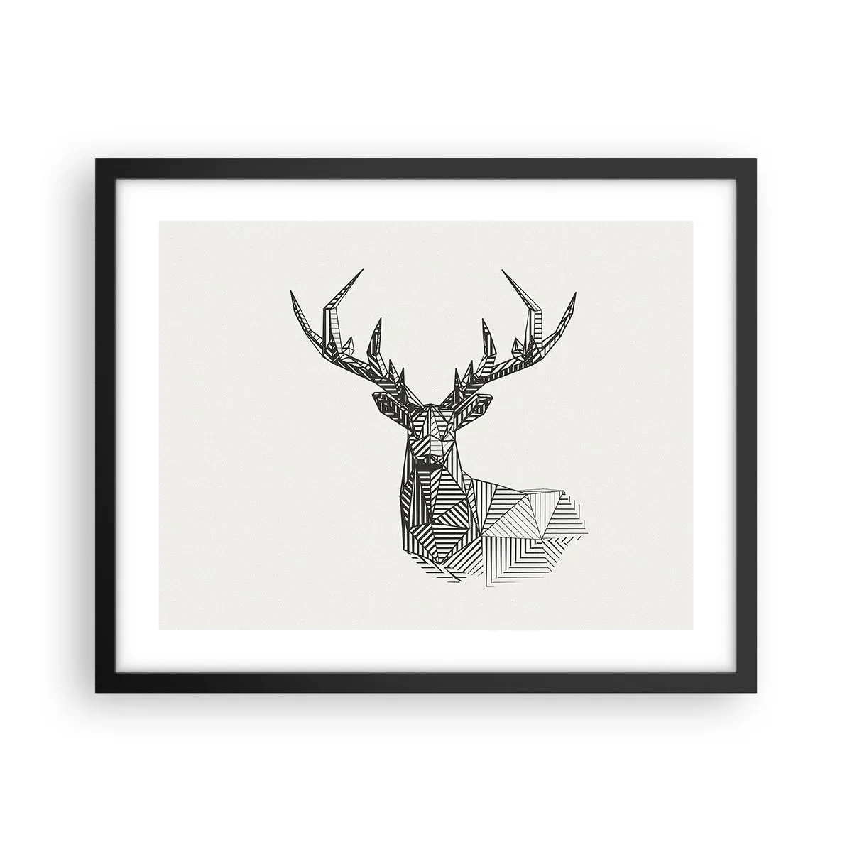 Poster în ramă neagră - Cerb în stil cubist - 50x40 cm