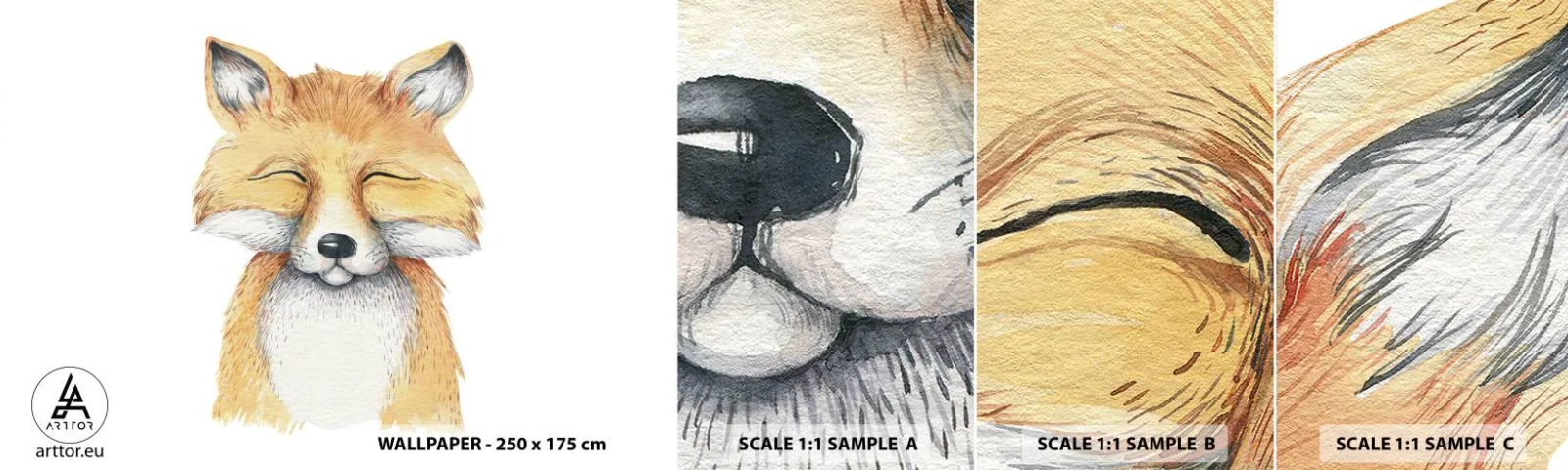 Mostră tapet autocolant Deluxe Sticker - Mofturi de vulpe - Pentru copii, Vulpe, Prietenie - 100x30 cm