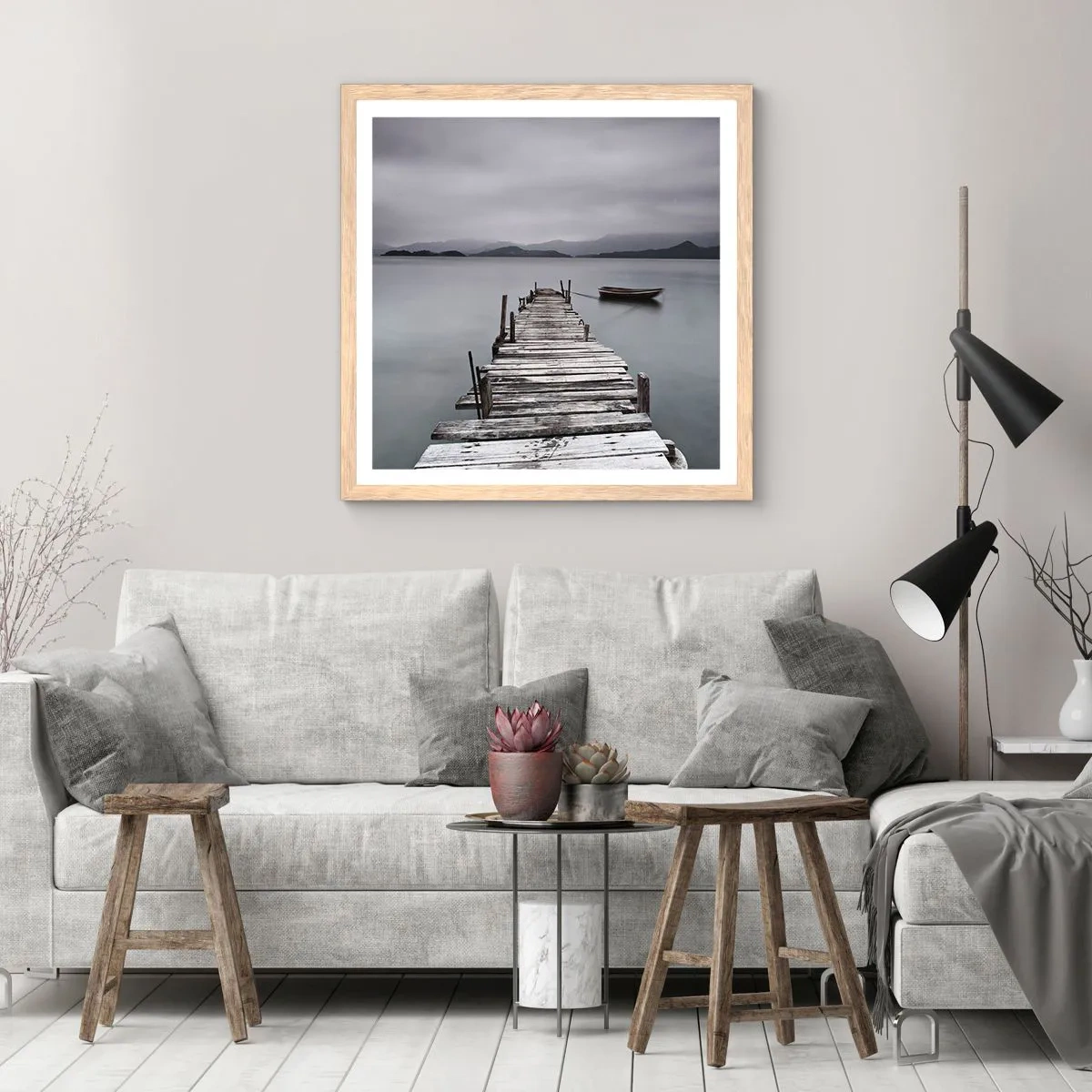 Poster în ramă de stejar deschis - Poți pleca mâine - 40x40 cm