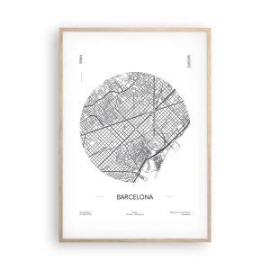 Poster în ramă de stejar deschis - Anatomia Barcelonei - 70x100 cm