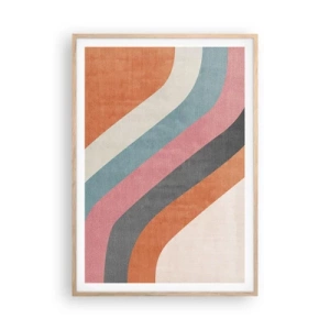Poster în ramă de stejar deschis - Compoziție diagonală - mișcare - 70x100 cm