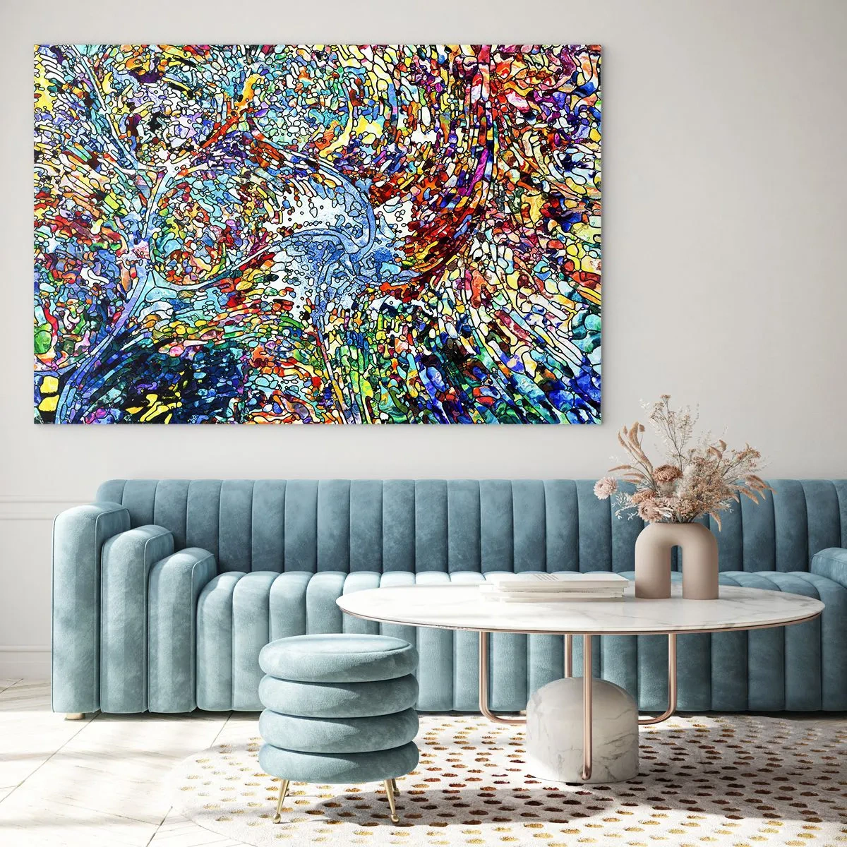 Tablou pe sticlă - Vitraliu de picături - 100x70 cm