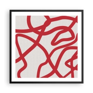 Poster în ramă neagră - Roșu pe alb - 60x60 cm