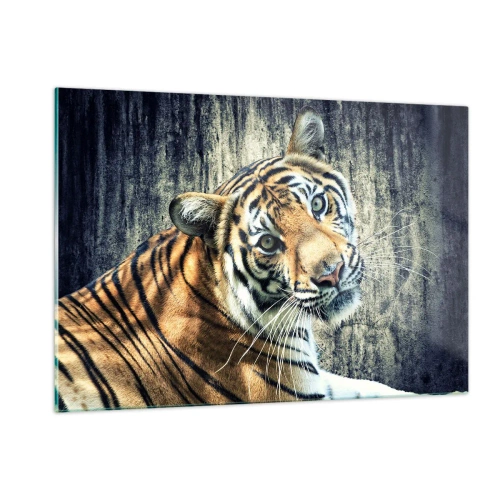 Tablou pe sticlă - Portret în fluxuri de lumină - 120x80 cm