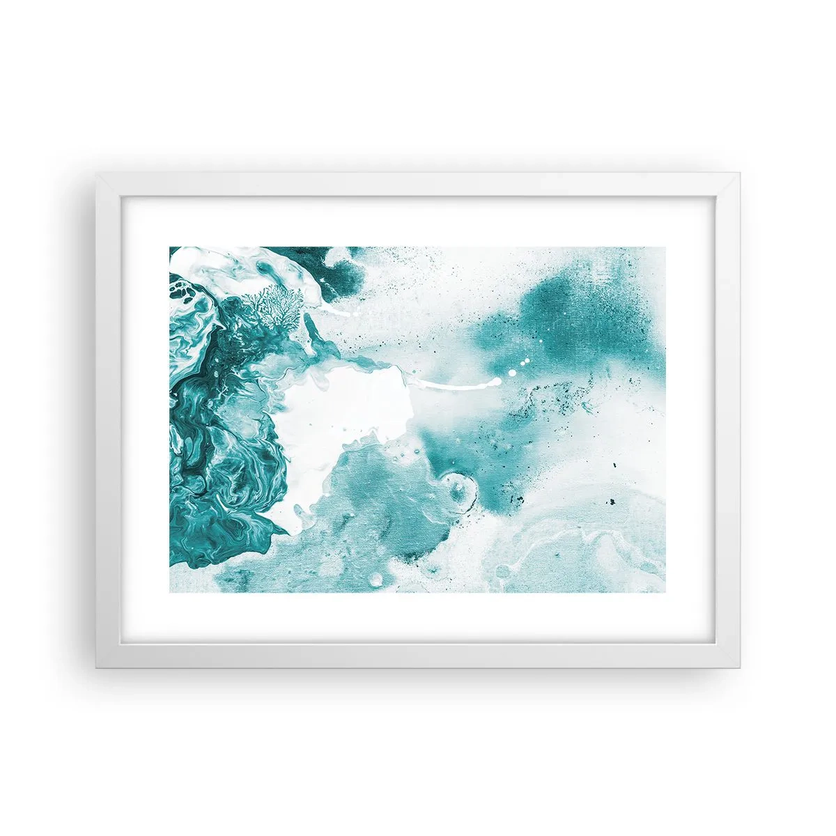 Poster în ramă albă - Câmpii inundabile de albastru - 40x30 cm