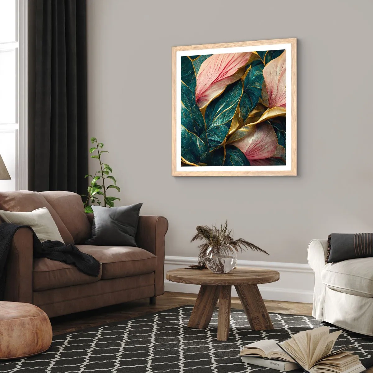 Poster în ramă de stejar deschis - Eleganța naturală și stil - 40x40 cm