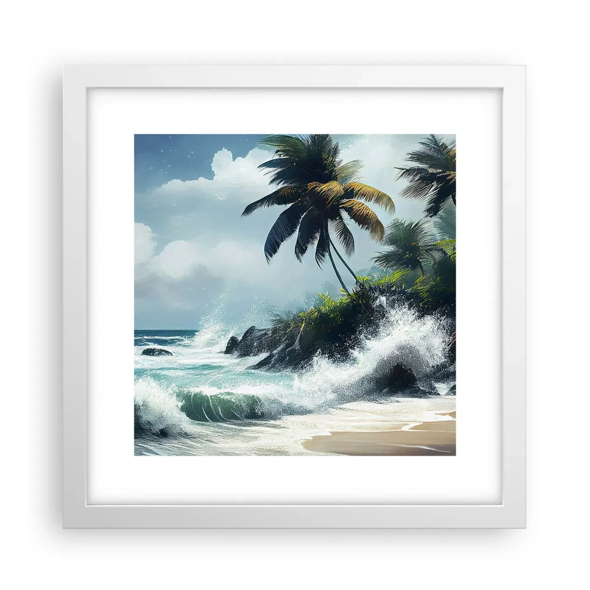 Poster în ramă albă - Pe un țărm tropical - 30x30 cm