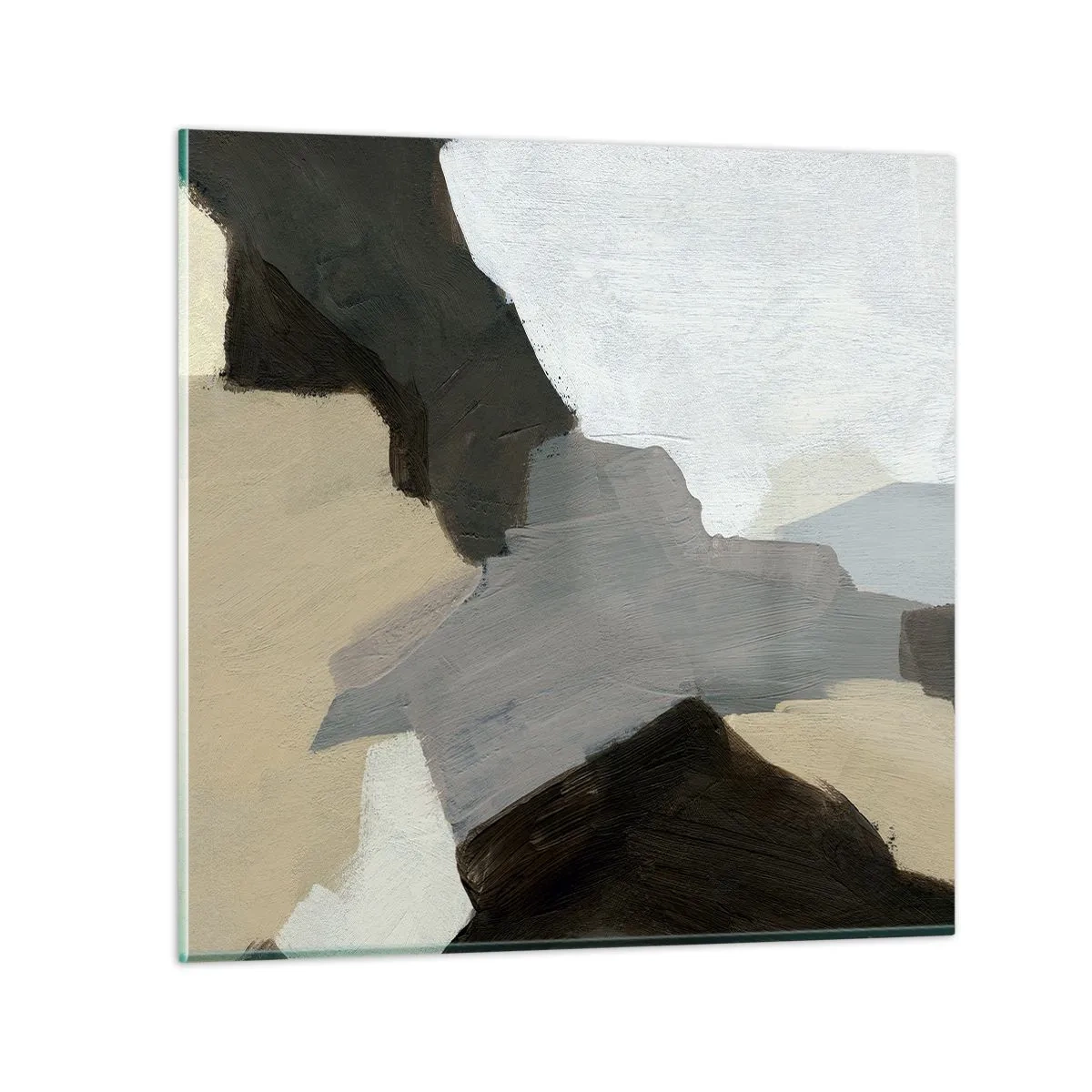 Tablou pe sticlă - Abstracție: despărțirile griului - 30x30 cm