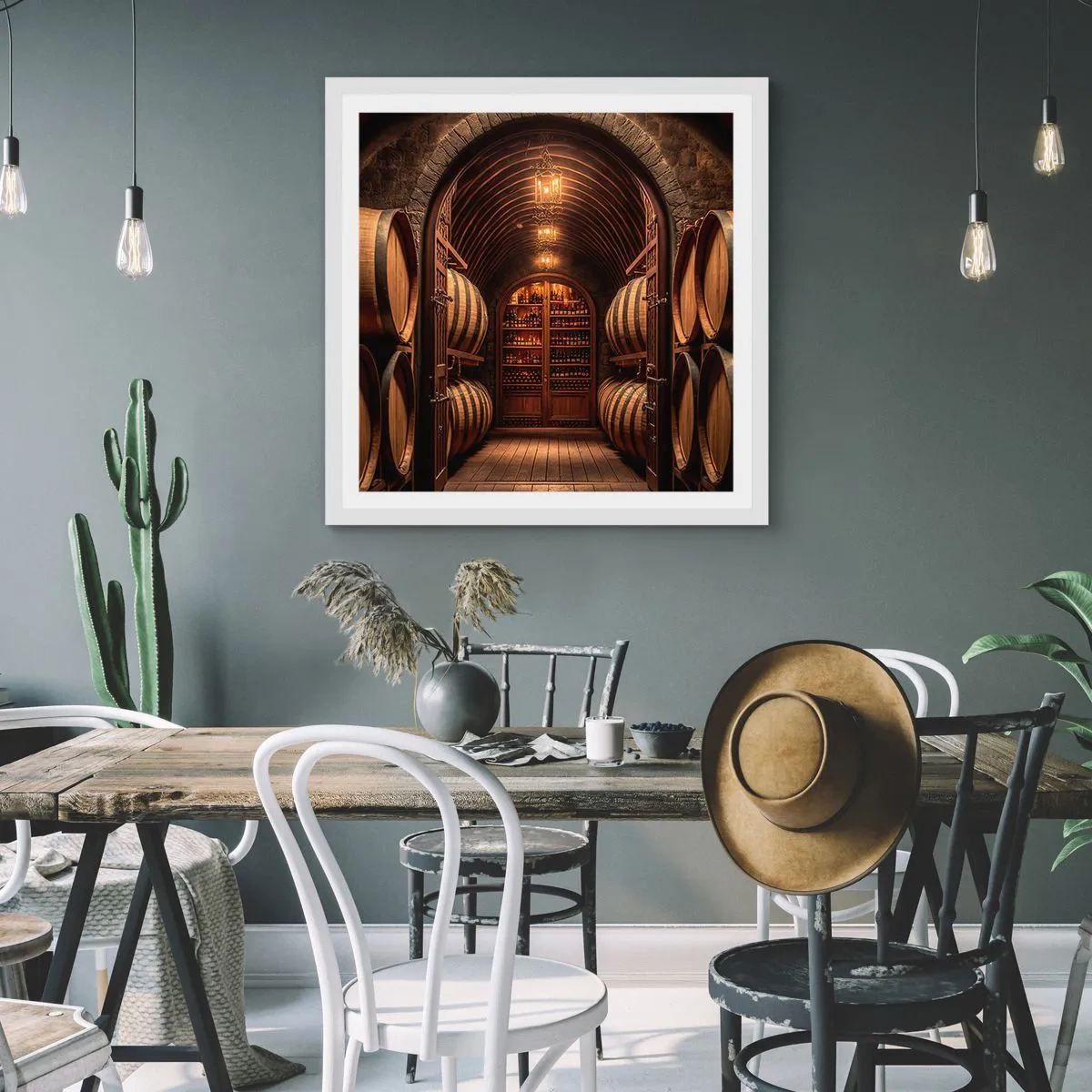 Poster în ramă albă - Beciul cu atmosferă - 50x50 cm