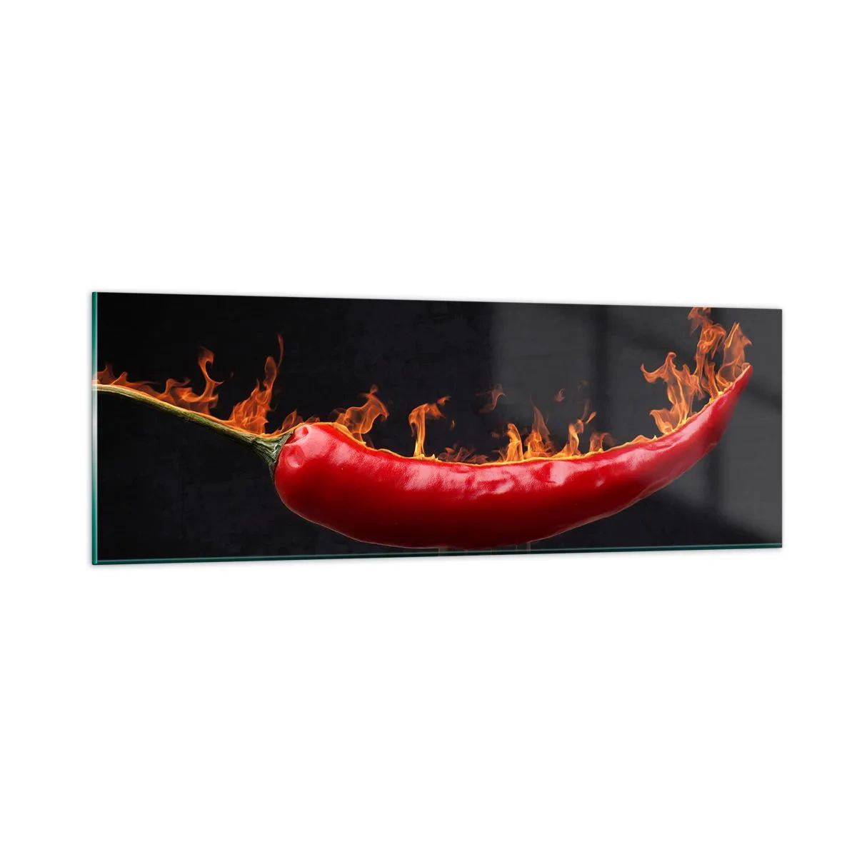 Tablou pe sticlă - O gustare înflăcărată - 90x30 cm