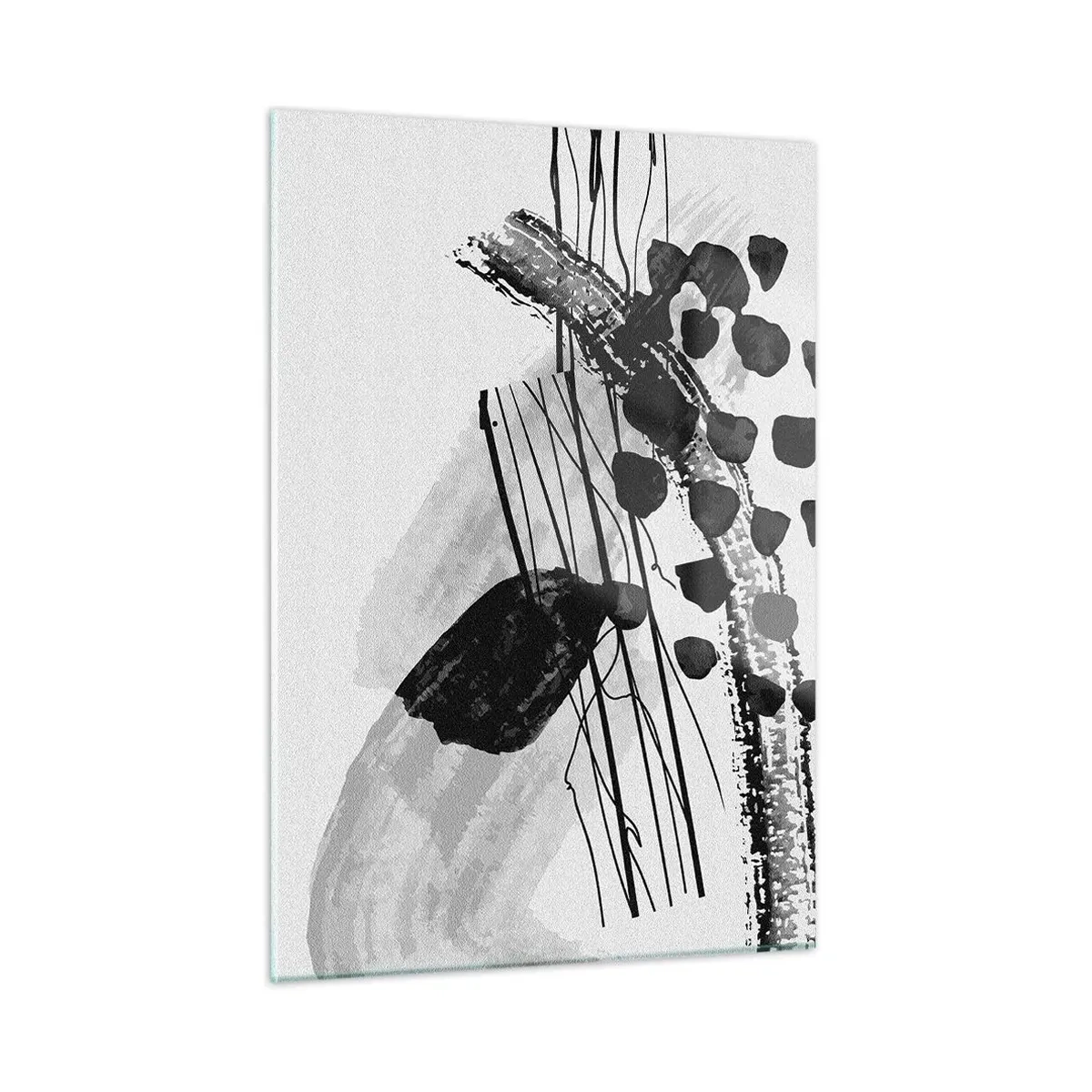 Tablou pe sticlă - Abstracție organică în negru și alb - 50x70 cm
