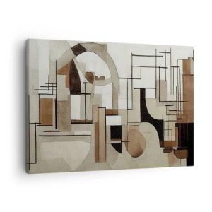 Tablou pe pânză Canvas - Abstracție arhitecturală în bej și maro - 70x50cm - Peisaj urban 2.0 - Decorațiune modernă pentru perete pentru living și dormitor ARTTOR