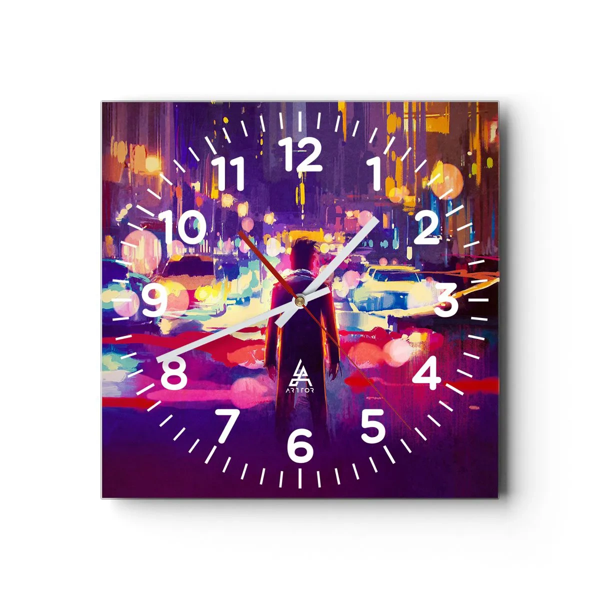 Ceas de perete - Ceas pe sticlă - Scufundat în lumină - 40x40 cm
